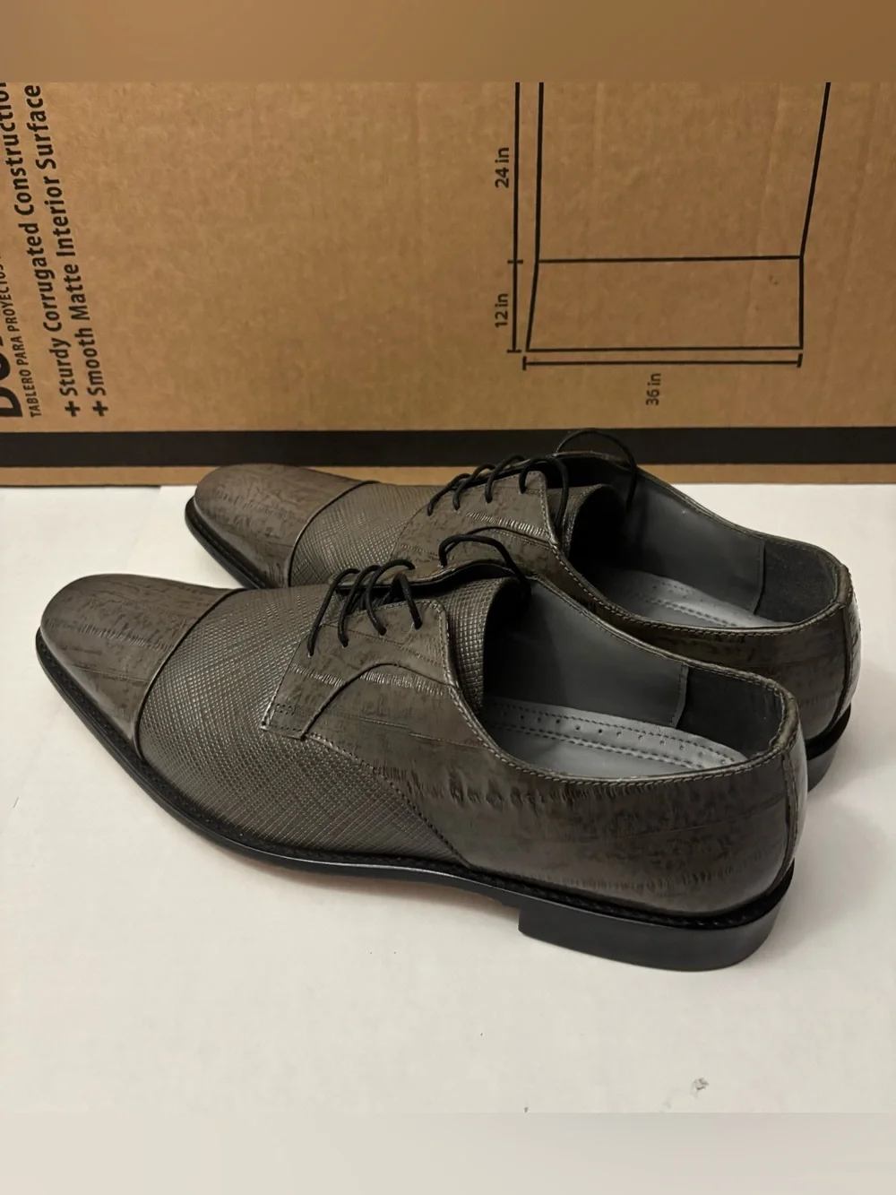 Stacy Adams Mens Size 14W Olive Oxfords Printed Cow Leather